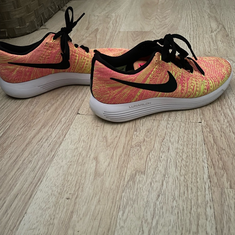 Nike Women’s Flyknit Lunarlon Running Shoes - Pink and Yellow - Picture 5 of 6